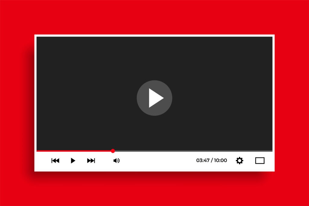 video player in red background